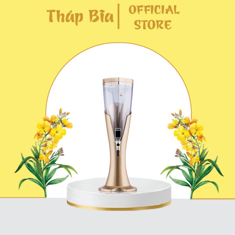 Tháp Bia 3 Lít Đựng Bia Hơi Tươi Trà Sữa Nước Hoa Quả Lõi Đá Giữ Lạnh Đèn Led 7 Màu Vòi Rót Xoay 360 Độ Cao Cấp