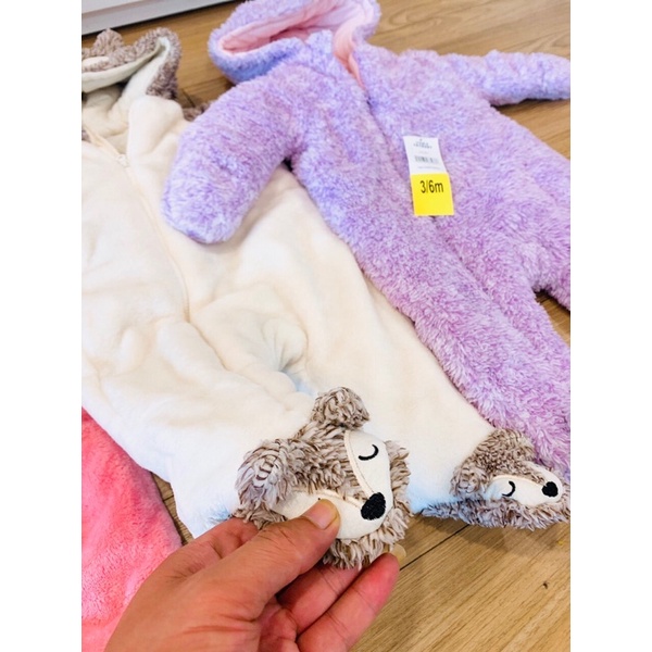 Body lông ủ cho bé trai bé gái dày ấm, body sleepsuit ư ấm bé sơ sinh
