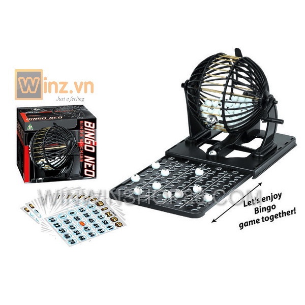 (CỠ LỚN, KHUNG SẮT) Đồ chơi lồng quay lô tô xổ số Bingo Lotto, để bàn vui nhộn (75 số)