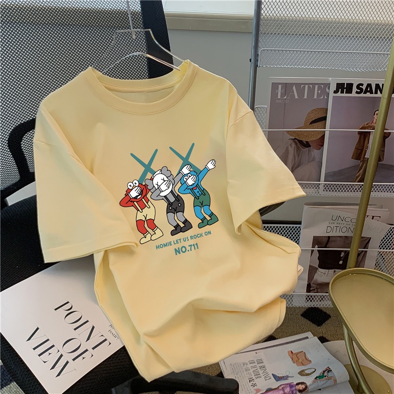 NRVP Áo thun 100% cotton tay ngắn dáng rộng