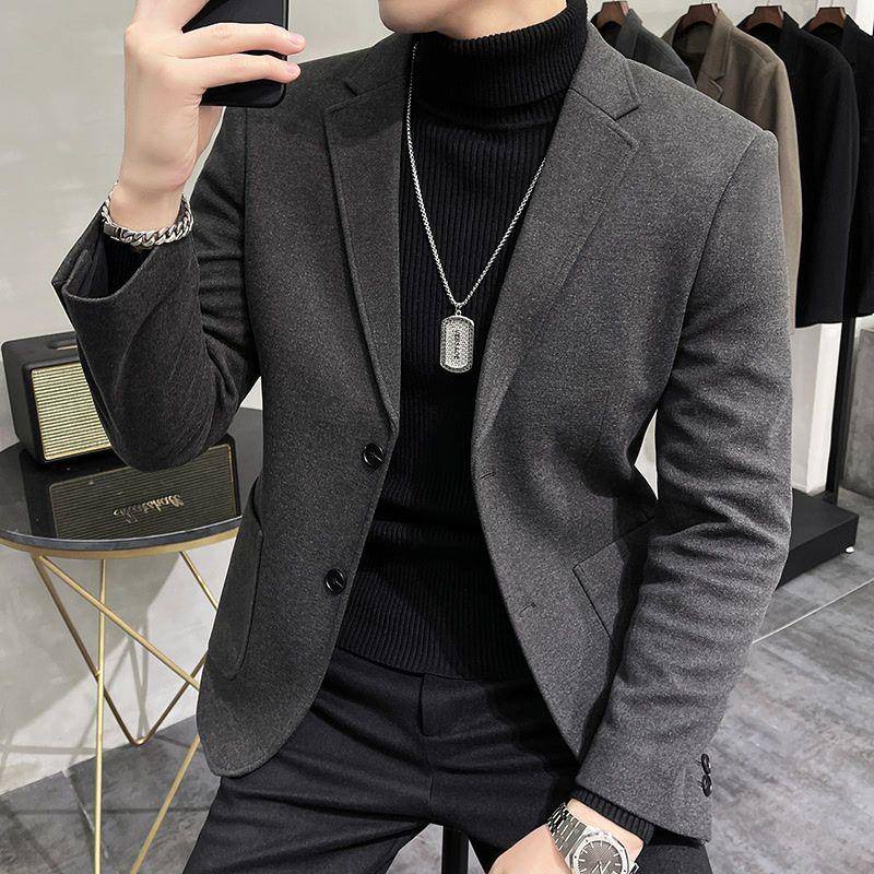 Áo Khoác Vest Len Dày Cao Cấp Cài Một Hàng Nút Cài Thời Trang Hàn Quốc Cho Nam