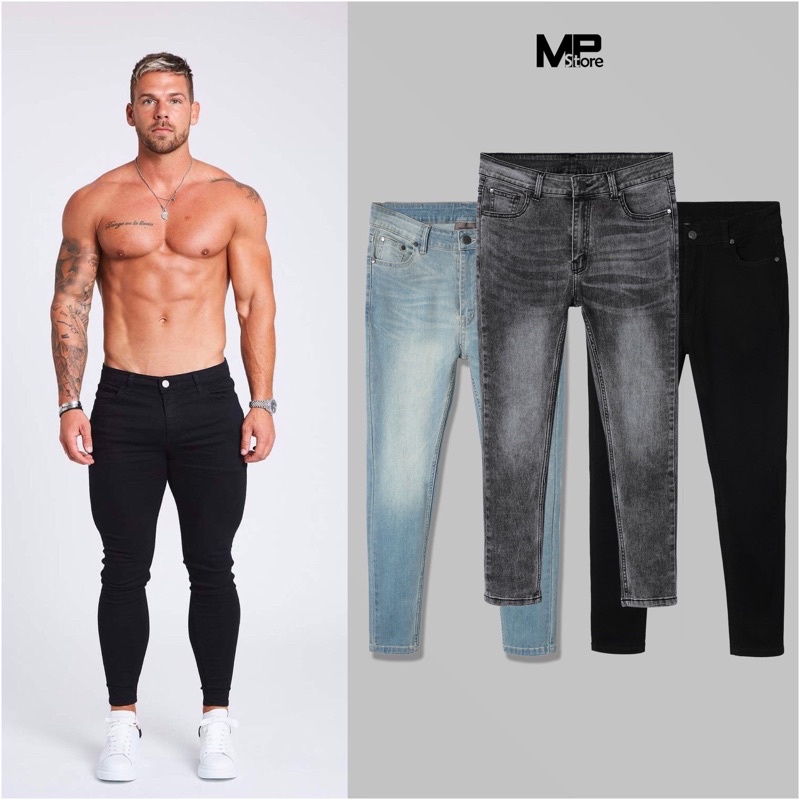 Quần skinny jean Spar.tan chất co giãn cho gymer - Trơn