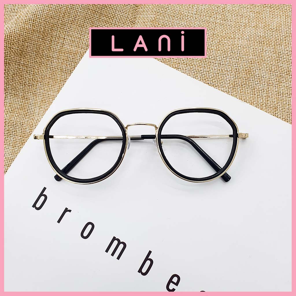 Gọng kính cận nam nữ Lani viền nhựa càng kim loại thời trang 8855
