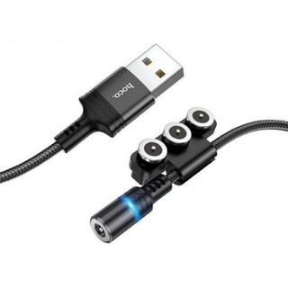  Cáp sạc đầu hít nam châm Hoco DU03 3in1 sạc nhanh 2A đầu sạc từ tính đèn Led dài 1M   Đen   