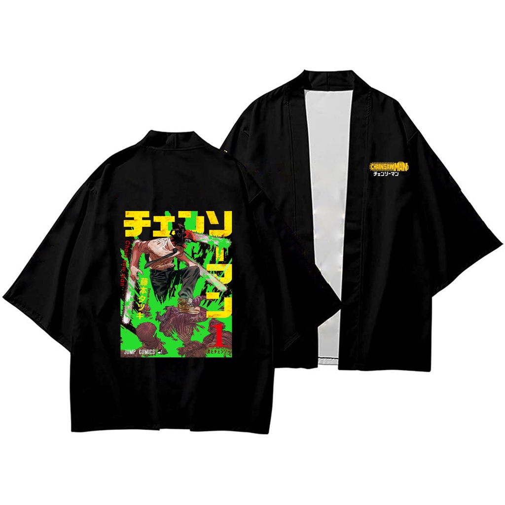 Áo kimono Chainsaw man, áo khoác in hình chainsawman, denji, power, aki, makima phong cách Nhật Bản