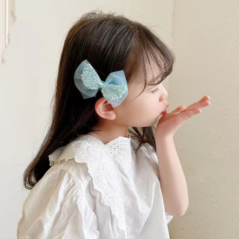 Set 10 Kẹp Tóc Nơ Lưới Thời Trang Cho Bé Gái