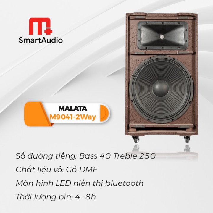 [Sale Tết] Loa kéo bluetooth Malata M+9041 bass 4 tấc tặng kèm 2 micro không dây Công suất max 600W âm thanh đỉnh cao