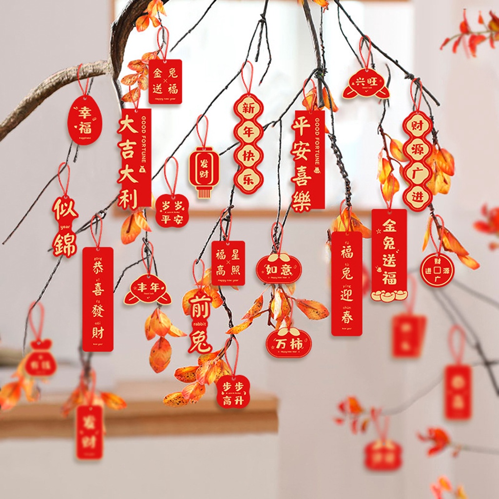 1 Bộ Thẻ Giấy Treo Thủ Công DIY Họa Tiết Thỏ Phong Cách Trung Hoa 2023