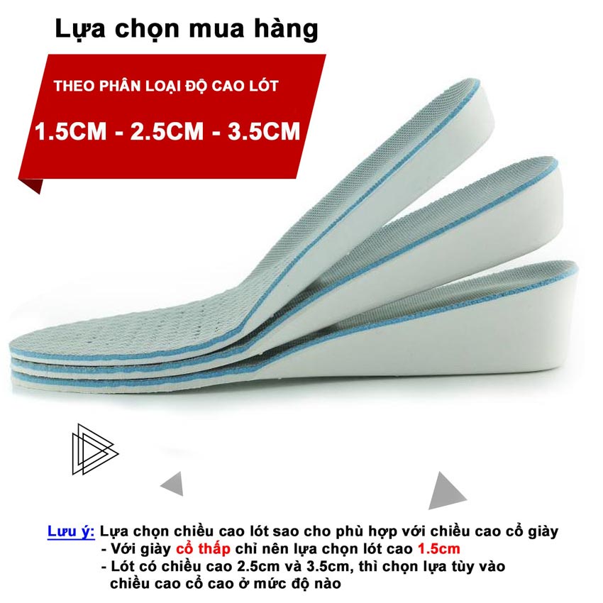 01 cặp Lót giày (GIÁ BÁN GỒM 1 CẶP-ĐỦ DÙNG CHO 1 ĐÔI GIÀY) tăng chiều cao nam nữ tăng 1.5cm đến 3.5cm PETTINO-TX02