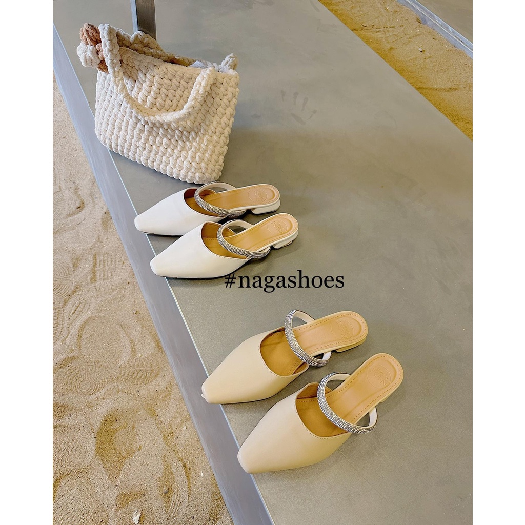 DÉP SỤC NAGASHOES MŨI NHỌN QUAI NGANG ĐÍNH CƯỜM NAD232
