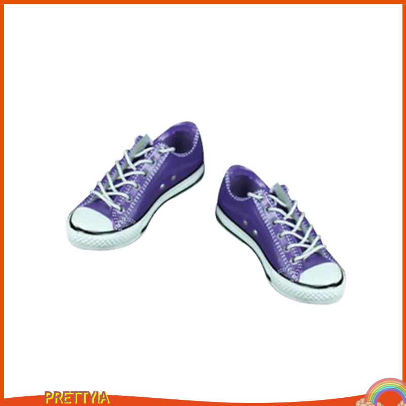 Giày Thể Thao Cột Dây Vải Bạt Đế Phẳng Màu Trắng Cho Búp Bê 12 "Tỷ Lệ 1 / 6