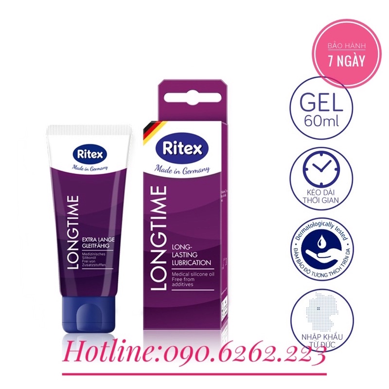 GEL BÔI TRƠN RITEX LONGTIME GIÚP KÉO DÀI THỜI GIAN ÂU YẾM -Tuýt 60ml