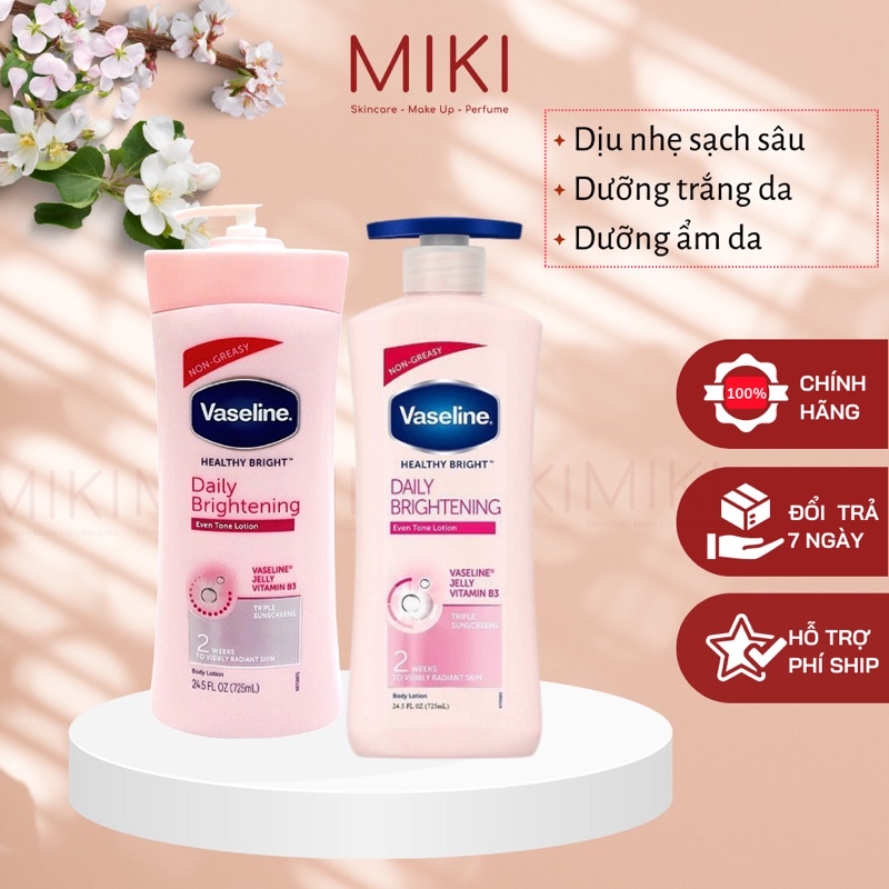 DƯỠNG THỂ SÁNG DA VASELINE HEALTHY BRIGHT DAILY BRIGHTENING EVEN TONE LOTION NONE GREASY 𝟳𝟮𝟱𝗠𝗹