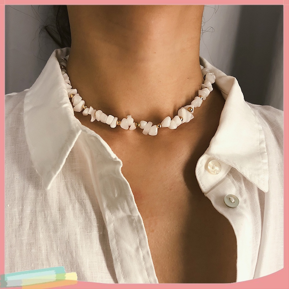 Dây Chuyền Hợp Kim Trang Trí Đá Màu Trơn Trang Trí Tua Rua Xinh Xắn Cho Nữ