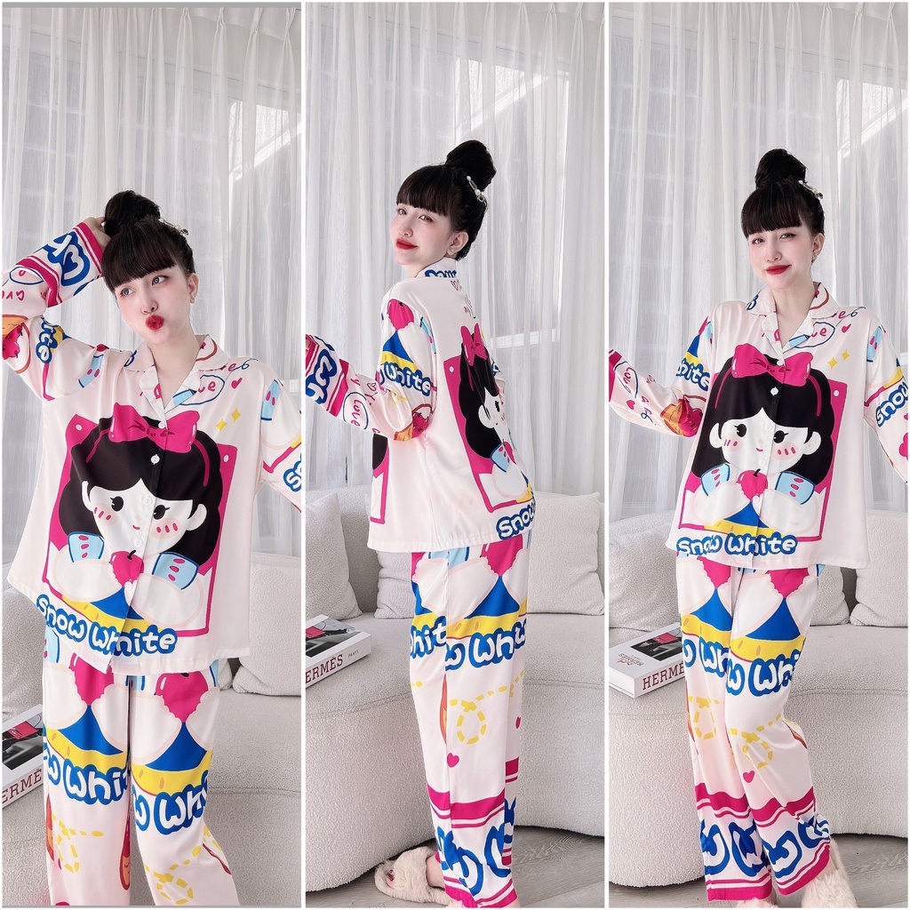 Đồ Bộ Nữ SOJJUN Pijama Quần Dài Tay Dài Lụa Latin Thiết Kế 50-65kg