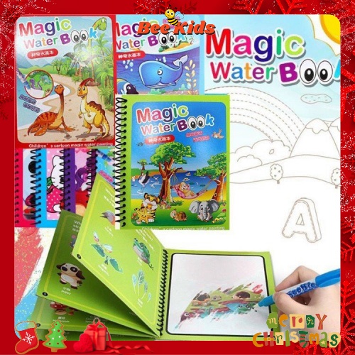 Tranh Tô Màu Nước Ma Thuật Tự Xóa, Sách Tập Tô Thần Kỳ, Magic Water Book Cho Bé Giá Tốt Với 12 Chủ Đề Tặng 1 Bút Tô Màu