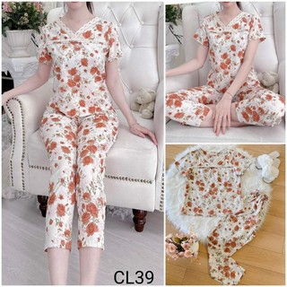 [Bunnysky] đồ bộ mặc nhà, quần áo bộ nữ mặc ở nhà,mẫu đồ bộ tay cộc họa tiết độc đáo, chất liệu lụa thái