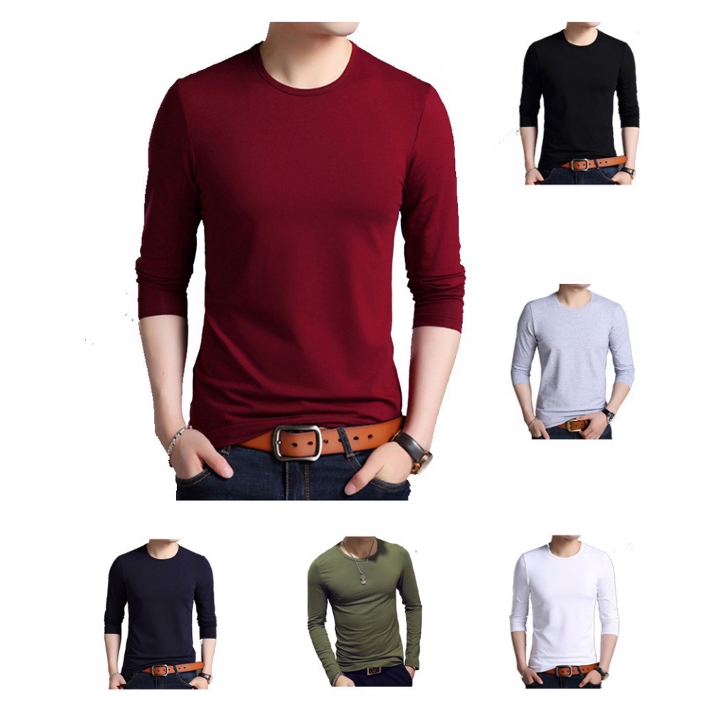 Áo thun nam tay dài cổ tròn, chất cotton 100% , áo dài tay nhiều màu dáng ôm thời trang - Hàng