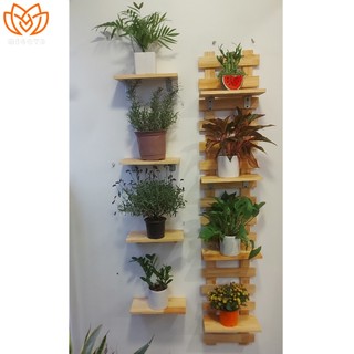 Kệ gỗ trang trí ban công, kệ trang trí MEGOVN treo tường ban công, ngoại thất đẹp, treo cây, hoa
