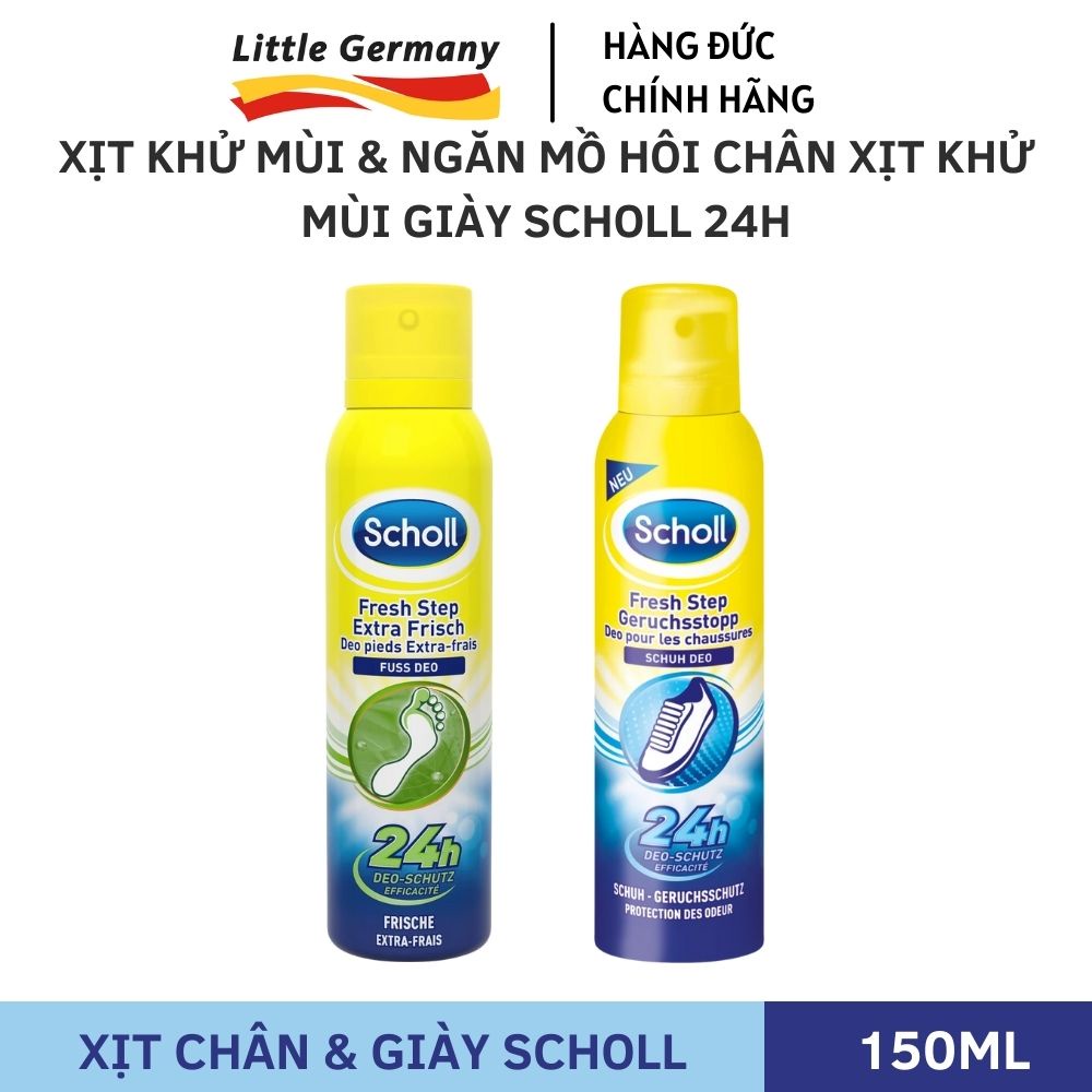 Xịt khử mùi hôi chân và giày dép Scholl 150ml - Ngăn mồ hôi, khử mùi suốt 24h - Hàng nội địa Đức