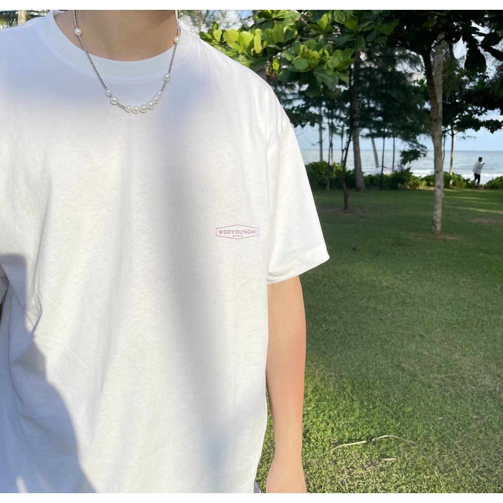 Áo Thun Wooyoungmi Tay Ngắn Cổ Tròn In Họa Tiết Hoa Tím Thời Trang Cho Nam Và Nữ
