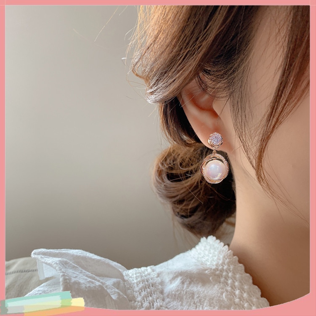 Đôi Khuyên Tai ĐíNh Kim Cương NgọC Trai Giả ThờI Trang Cho Nữ