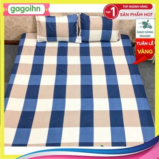 Bộ ga gối 1m2,1m4,1m6 gồm 1 ga chun 2 vỏ gối nằm cotton poly,mẫu kẻ caro