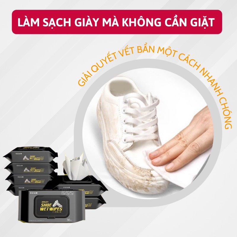 Khăn lau giầy siêu sạch, Giấy lau giầy trắng  - lau túi xách, nhanh khô, mùi dễ chịu 88352 Siêu Rẻ