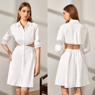 Đầm MNG sơ mi cut eo