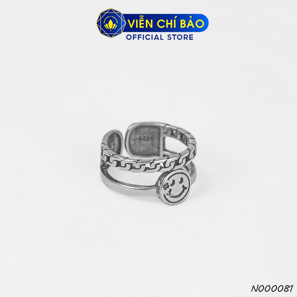Nhẫn bạc nữ mặt cười chéo chất liệu bạc 925 thời trang phụ kiện trang sức Viễn Chí Bảo N000081