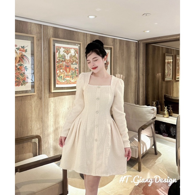 Váy Dạ Nhũ Hot Hit Thiết Kế Dánh Xoè Xếp Ly 2 Bên Hông