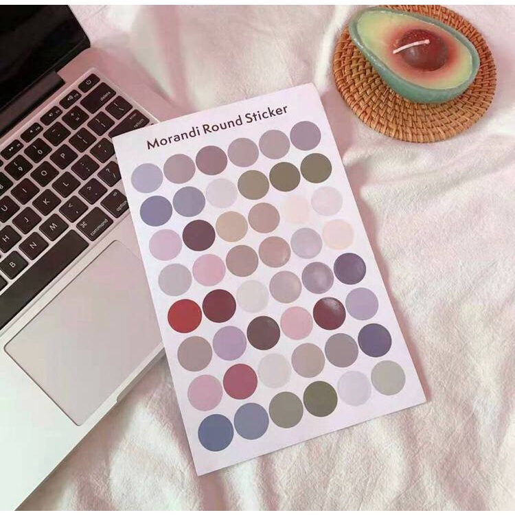 1 tờ 48 Sticker tròn dán note, dán tranh vải, poster decor bàn học, đánh dấu tài liệu