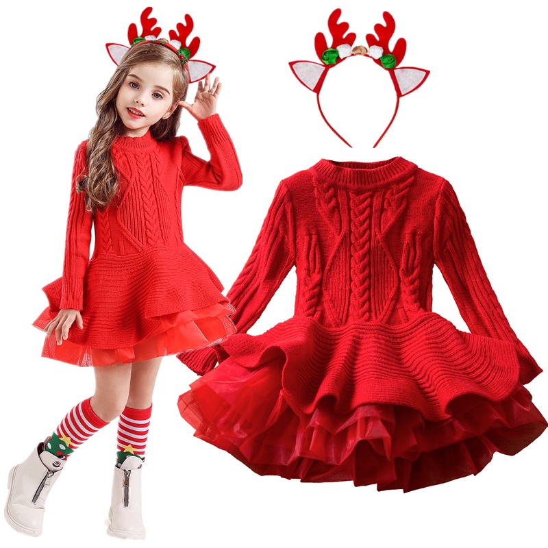 Đầm Công Chúa Tay Dài Thời Trang Thu Đông Năm Mới Dành Cho Bé Gái