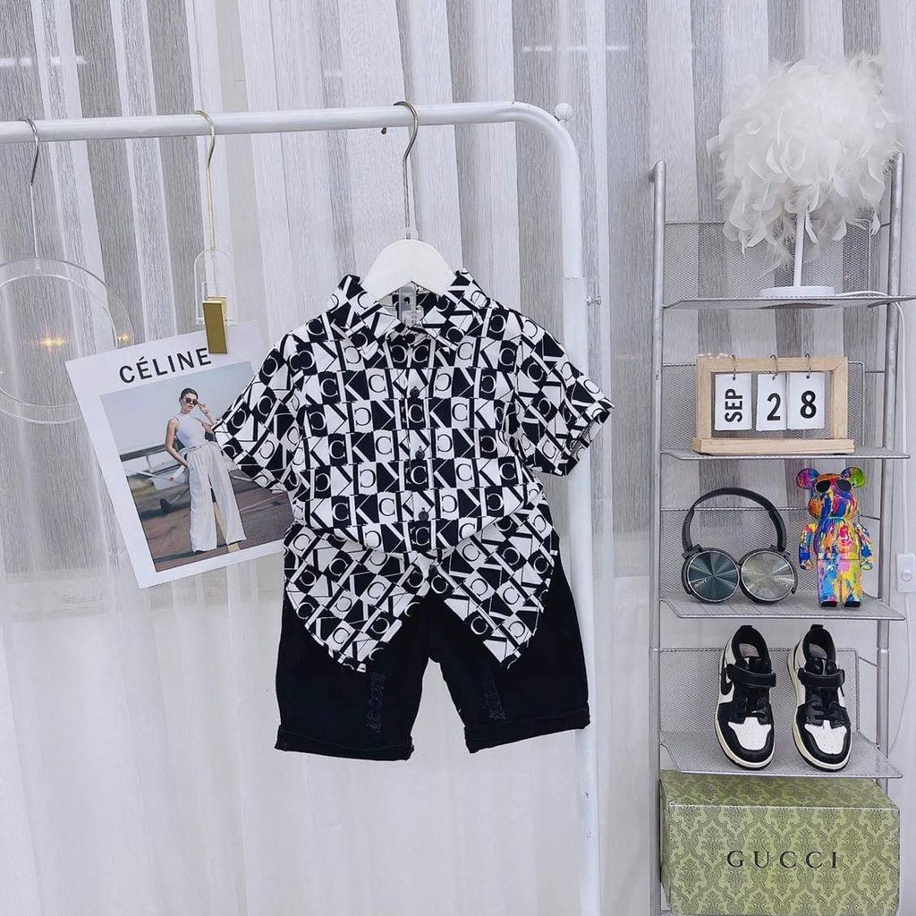 Áo sơ mi lụa bé trai size 17-34kg