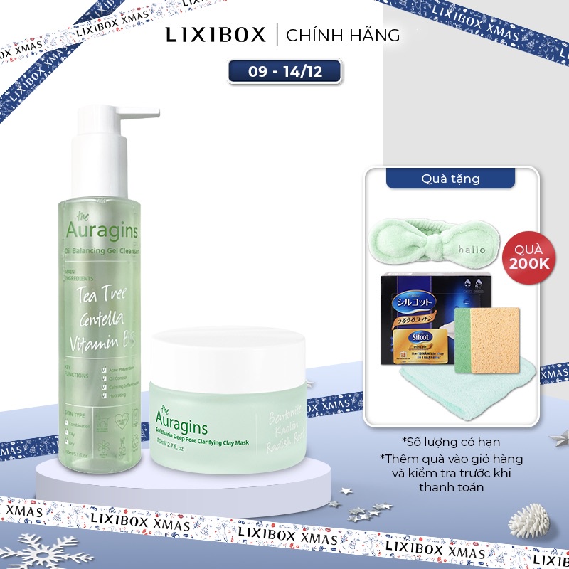 Combo Mặt Nạ Đất Sét The Auragins 80ml và Gel rửa mặt làm sạch sâu 150ml