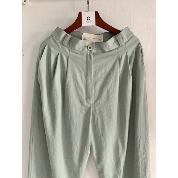 Quần ống suông 2hand xanh pastel