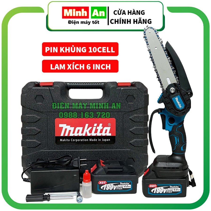 Máy cưa xích cầm tay máy cưa gỗ mini dùng pin MAKITA 199V pin 10cell ...