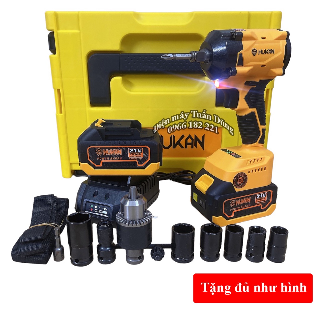 Máy siết bulong đa năng dùng pin HUKAN X4 Pro Tặng Bộ đầu chuyển 13S+6 Đầu khẩu lực siết 330NM Động cơ Không chổi than