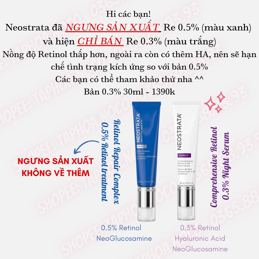 Serum chống lão hóa, giảm sắc tố da Neostrata Comprehensive Retinol 0.3% Night Serum 30ml