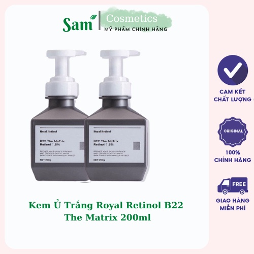 Kem ủ trắng Body Royal Retinol B22 The MaTrix 200g, Retinol 15%, cấp ẩm, dưỡng trắng da, ngăn ngừa lão hoá