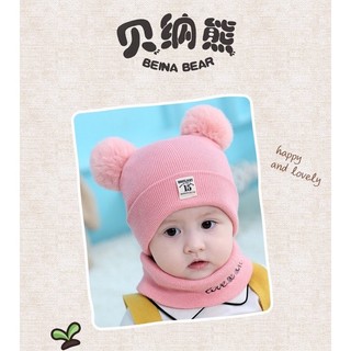 Mũ Len Kèm Khăn Quàng Cổ Cho Bé 6-36 Tháng