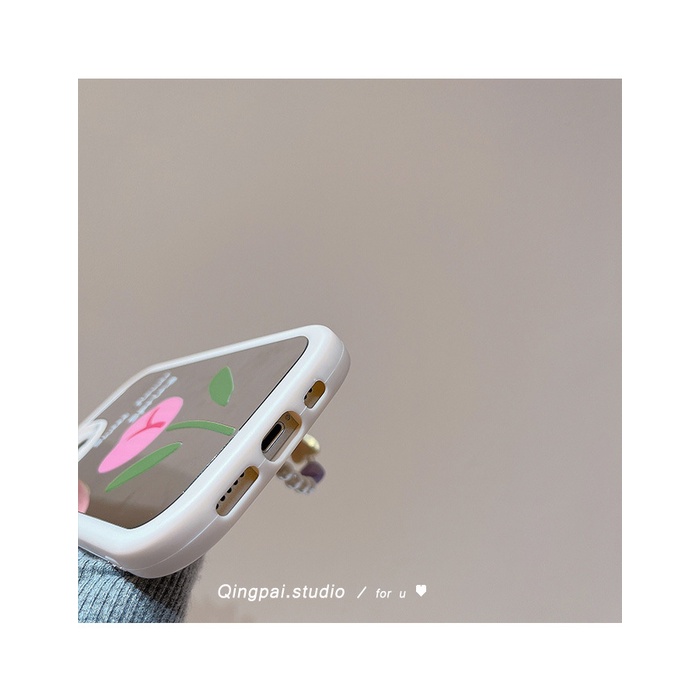 Ốp Điện Thoại Mềm Họa Tiết Hoa Tulip Gắn Dây Xích Cho iPhone 13promax 14 Gram xr11 12 WZPS