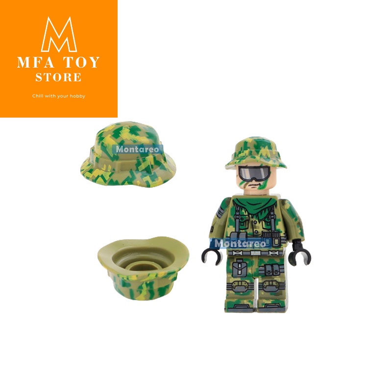 Đồ chơi lắp ráp swat army , mô hình lắp ghép quân sự - Combo 5 nón tai bèo quân đội ( Không kèm lính )