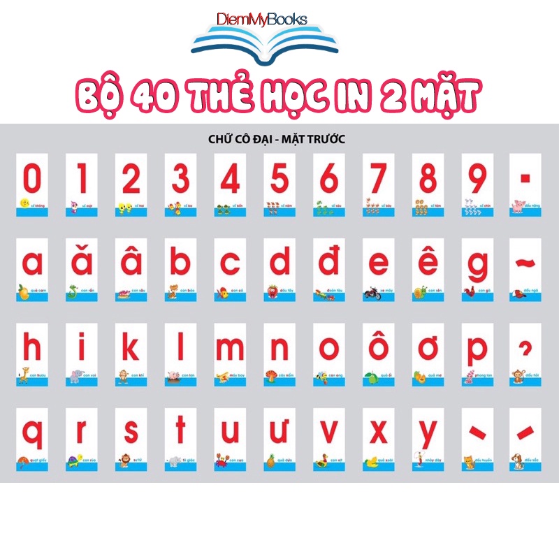 Sách- Bộ 40 Thẻ Học Flash Card Chữ Và Số Cho Trẻ Mẫu Giáo Mầm Non Giúp Các