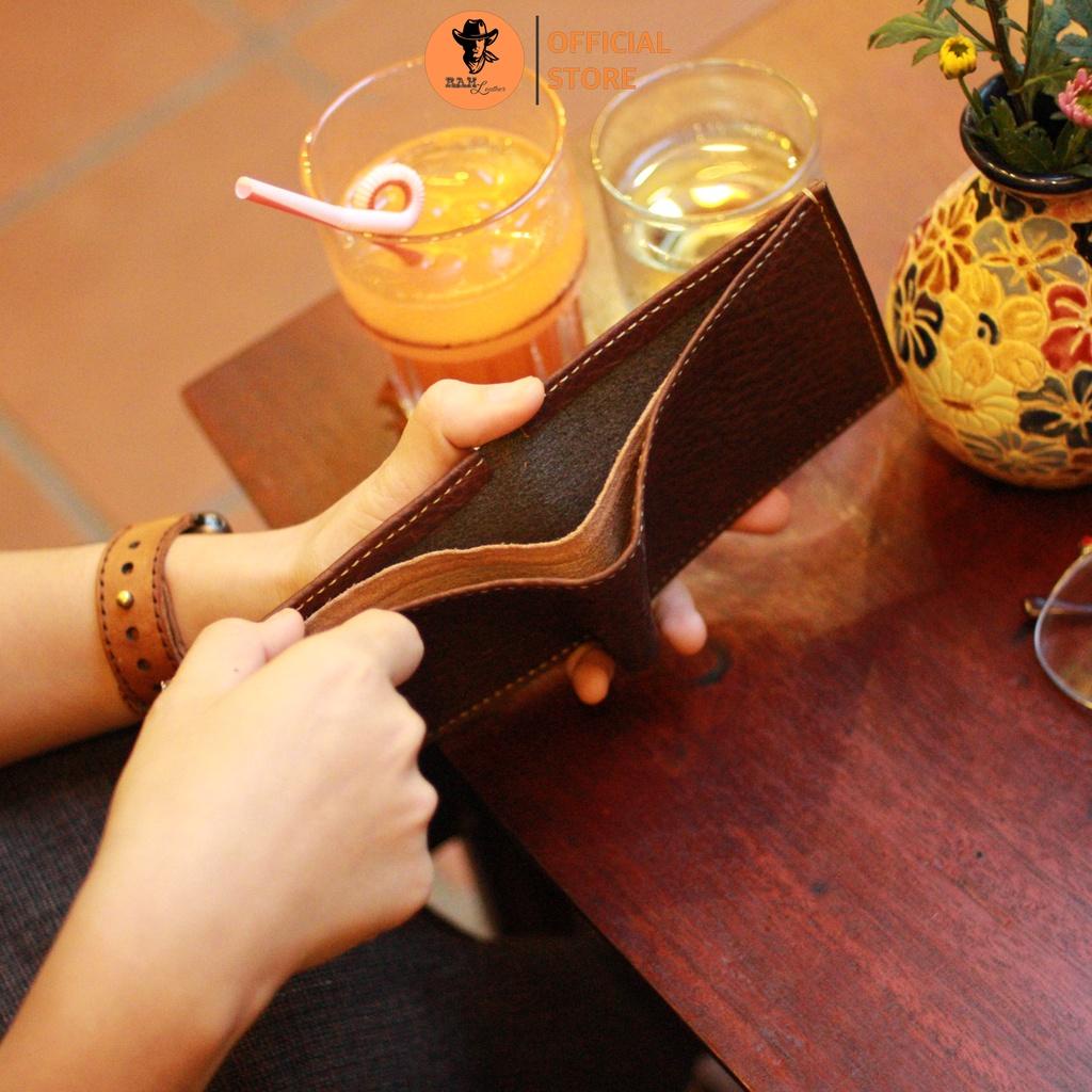 Ví da RAM màu nâu vân hạt dáng ngang