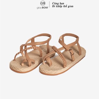 [Mã WABRMH99 giảm 12% đơn 99K]Giày sandal nữ giayBOM xỏ ngón quai dây khóa cổ chân GB00120