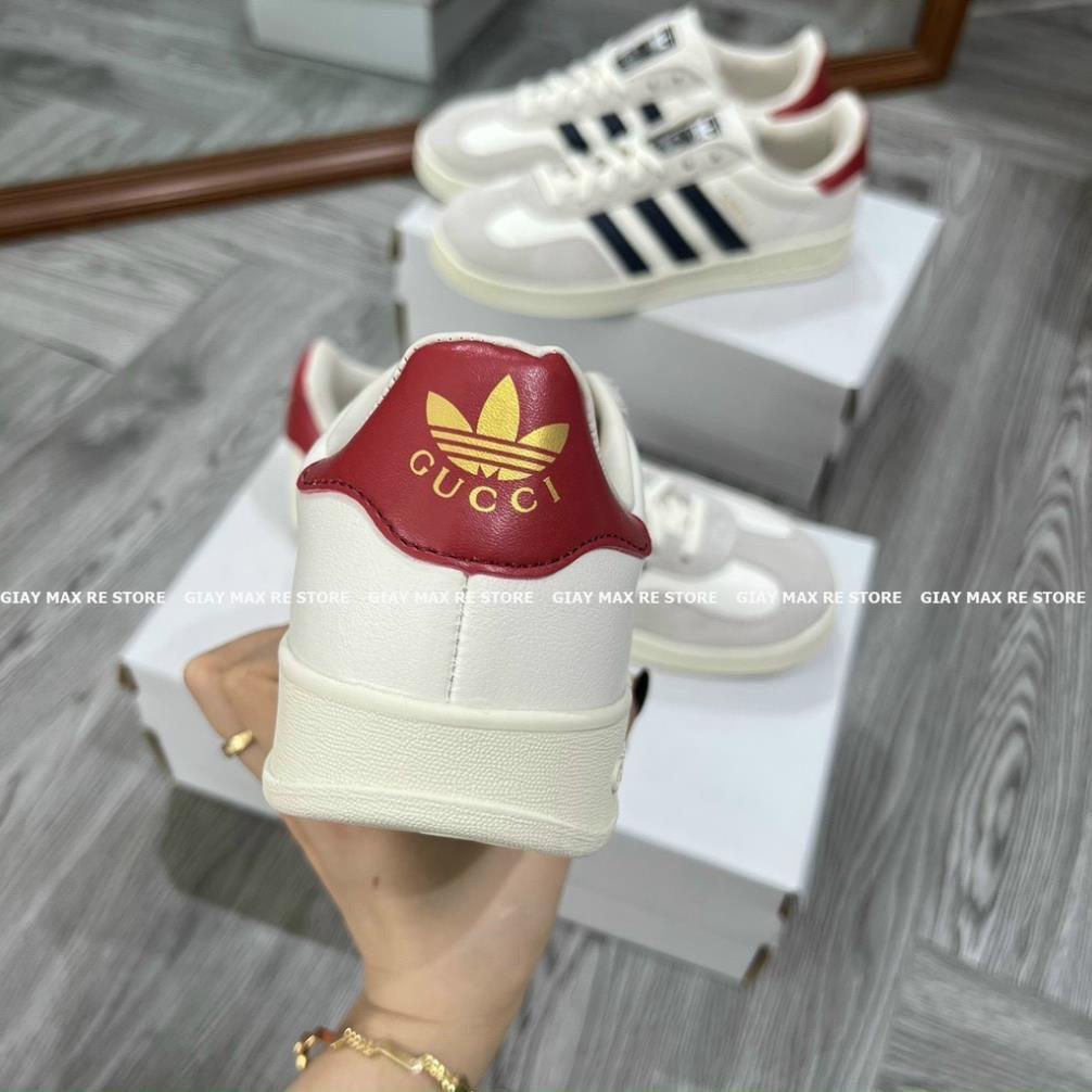 Giày thể thao Sneakers Gucci x Adidas Originals Gazelle HQ8853, Giày thể thao adidas gucci Gazelle white da thật