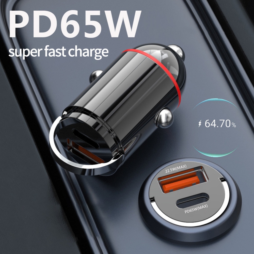 Tẩu Sạc Điện Thoại Nhanh Hai Cổng USB Type-C QC3.0 PD 65W 65W Cho Xe Hơi
