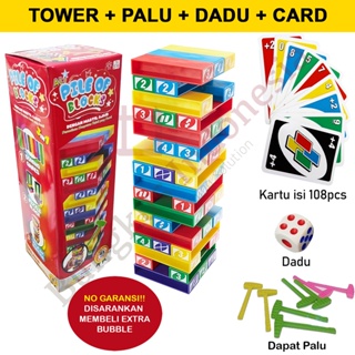 Image of Paket Uno Stacko + Dice / Dadu / Stacko Tower Pile of Blocks