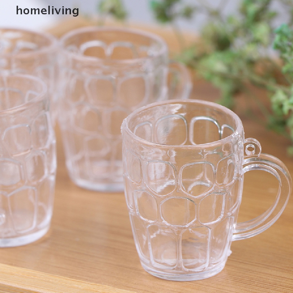 Set 5 Ly Rượu / Bia Bằng Nhựa Trong Suốt Tỉ Lệ 1: 12 Trang Trí Nhà Búp Bê